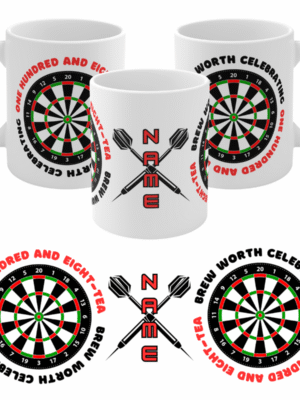 Personalised Darts Mug Gift 180 Tea Dartboard Name Quote Dad Mum Family Birthday