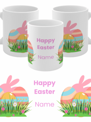 PERSONALISED MUG EASTER HOLIDAYS GIFT FAMILY BUNNY EGGS KIDS CHILDREN DAD MUM