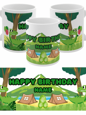 DINOSAUR MUG PERSONALISED - HAPPY BIRTHDAY CUP GIFT FOR SON KIDS CHRISTMAS
