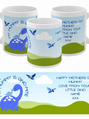 DINOSAUR GIFT MUG PERSONALISED BIRTHDAY, XMAS, SON DAUGHTER BOY GIRL FAMILY