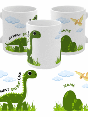 PERSONALISED DINOSAUR MUG - BIG BOY CUP GIFT FOR SON KIDS BIRTHDAY CHRISTMAS