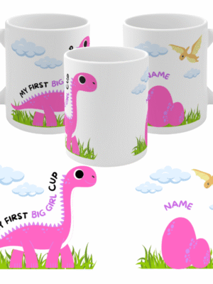DINOSAUR MUG PERSONALISED - BIG GIRL CUP GIFT FOR DAUGHTER KIDS BIRTHDAY XMAS