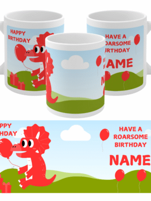 DINOSAUR GIFT MUG PERSONALISED - SON/DAUGHTER’S BIRTHDAY PARTY XMAS BALOON