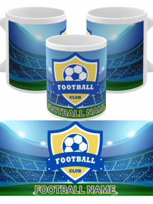 PERSONALISED FOOTBALL BADGE MUG - TEAM NAME COLOURS GIFT BIRTHDAY FATHERS DAY