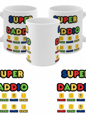 PERSONALISED SUPER DADDIO MUG GIFT – GAMER DAD BIRTHDAY FATHER’S DAY NAMES KIDS