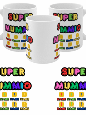 PERSONALISED SUPER MUMMIO MUG GIFT – GAMER MUM BIRTHDAY MOTHER'S DAY NAMES KIDS