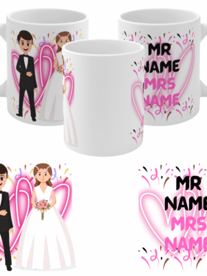 Personalised Wedding Gift Mug – Mr & Mrs – Custom Name Date – Bride Groom