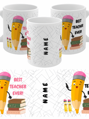TEACHER MUG PERSONALISED BEST TEACHER EVER - TEACHERS NAME - GIFT FRIEND SCHOOL