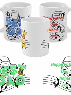 Personalised Father’s Day Mug Gift – BEST DAD – MUSIC THEMED – GUITAR - KEEPSAKE