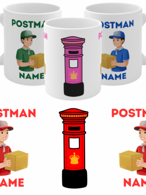 CUSTOM POSTMAN MUG | ADD NAME | ROYAL MAIL GIFT | POSTIE CUP DELIVERY | BIRTHDAY