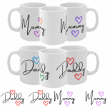 Personalised 2x Mugs Gift – Mum Dad – Baby set - New Parents - Birthday - Custom
