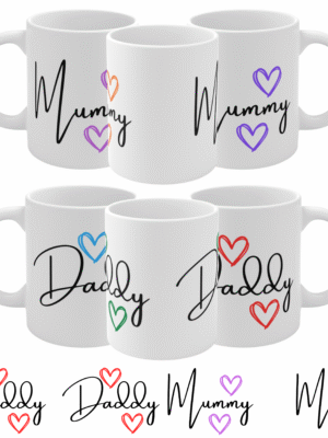 Personalised 2x Mugs Gift – Mum Dad – Baby set - New Parents - Birthday - Custom