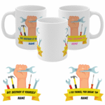 Builder Mug – Tools Hand Design, Personalised Gift for Construction Worker DIY