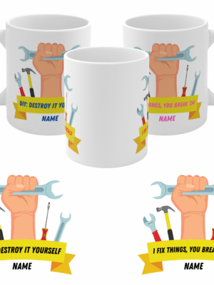 Builder Mug – Tools Hand Design, Personalised Gift for Construction Worker DIY