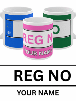 Car Reg & Name Personalised Mug – Custom Number Plate Gift for Driver Him Her