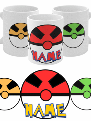 Personalised Pokemon Inspired UNOFFICIAL Mug - Name | Gamer Gift | Birthday Catch Em All Cup Kids