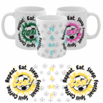 Eat Sleep Football Spill Coffee Repeat Mug – Funny Coffee Cup Gift for Fans