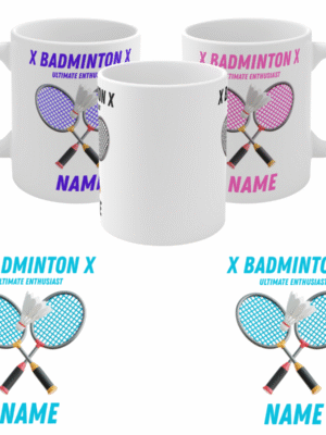 X BADMINTON X | Number 1 Fan Personalised Mug | Gift | His | Hers | Birthday