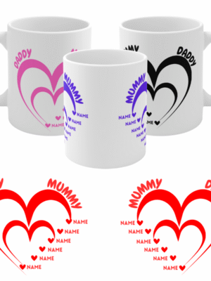 FAMILY HEARTS KIDS NAME | Personalised Mug | Gift | His | Hers | Birthday