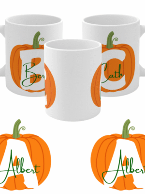 Halloween Mug – Initial Name For Halloween Coffee Cup, Funny Spooky Gift Pumpkin