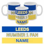 Leeds Football Fan Mug | Number 1 Fan Personalised Name | Supporters Gift